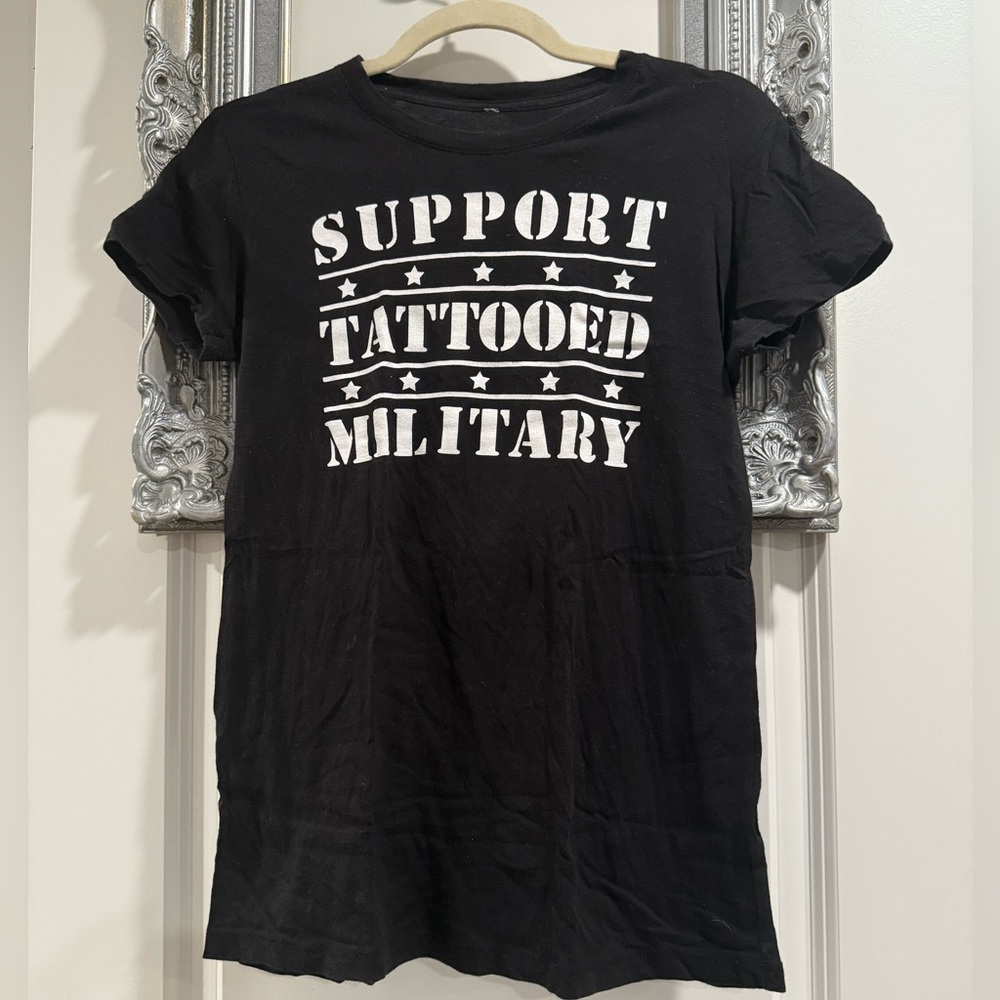 Steadfast Brand Large Support Tattooed Military Black Graphic Tee